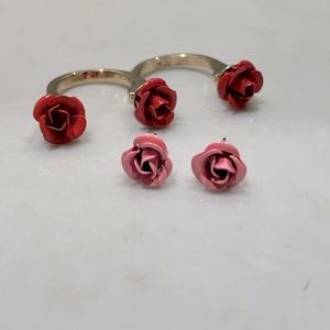 Roses Stud Earrings and Ring Sets